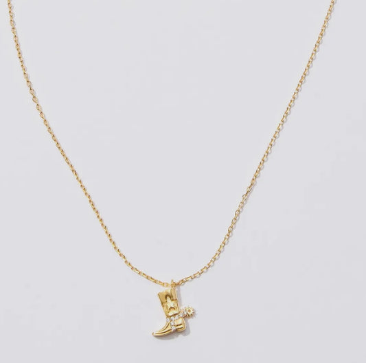 Gold Dipped Cowboy Boot Necklace