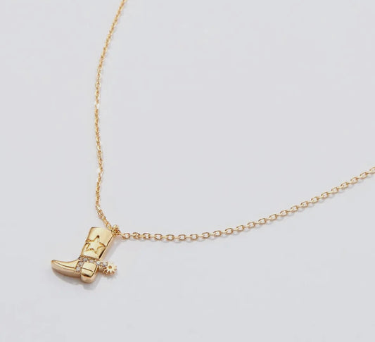 Gold Dipped Cowboy Boot Necklace